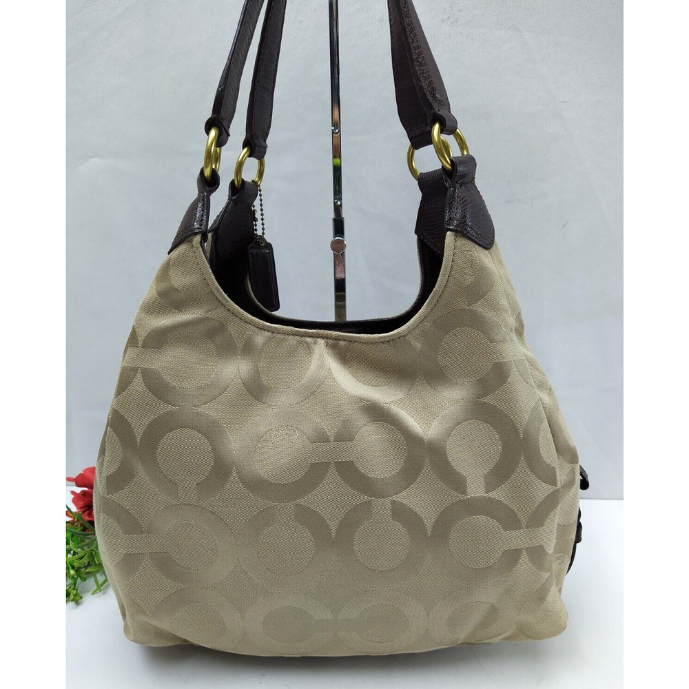 Coach Maggie Madison Signature Brown Canvas Leather 3 Compartments Shoulder Bag - Picture 2 of 15